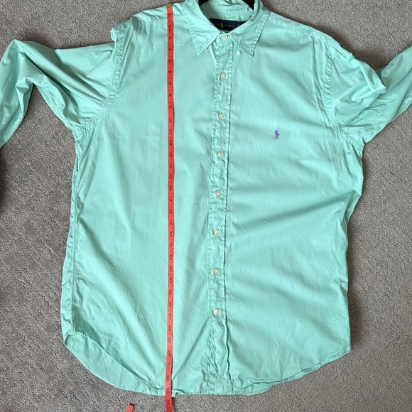 Ralph Lauren Beach Twill 100% Cotton Button Up Light Green Lg Tall and Long - Picture 13 of 13